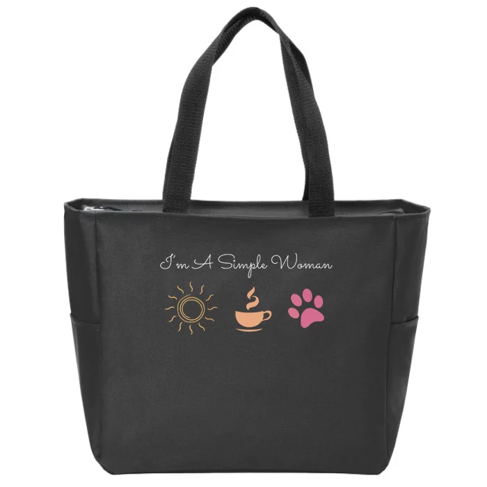 Im A Simple Woman Sunshine Coffee Paw Dog Cute Funny Gift Zip Tote Bag