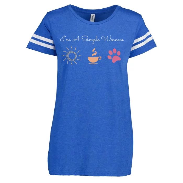 Im A Simple Woman Sunshine Coffee Paw Dog Cute Funny Gift Enza Ladies Jersey Football T-Shirt