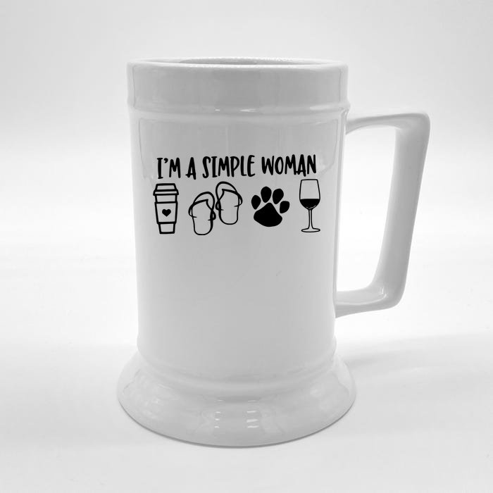 Im A Simple Woman Coffee Flip Flops Dog Wine Front & Back Beer Stein