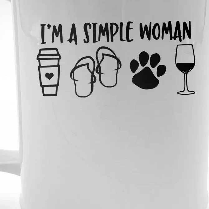 Im A Simple Woman Coffee Flip Flops Dog Wine Front & Back Beer Stein