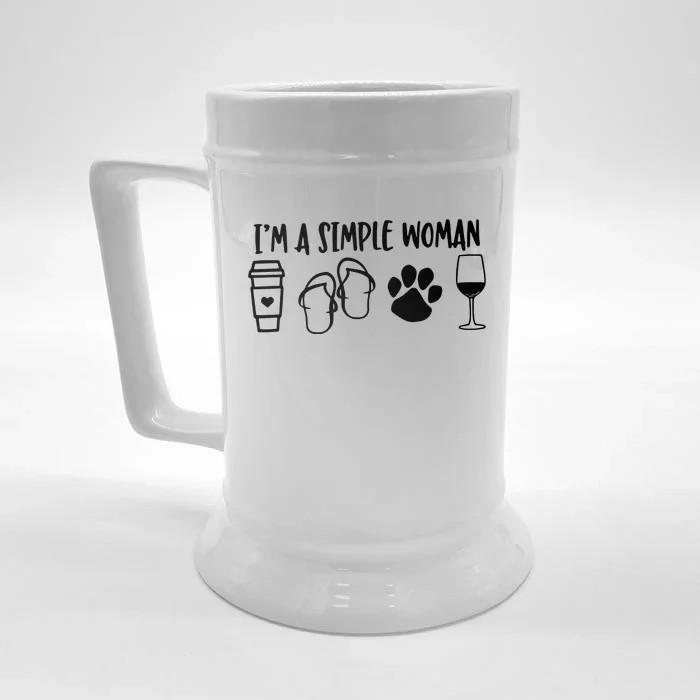 Im A Simple Woman Coffee Flip Flops Dog Wine Front & Back Beer Stein