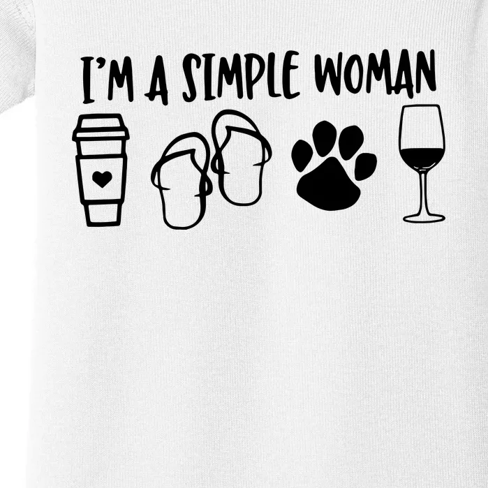 Im A Simple Woman Coffee Flip Flops Dog Wine Baby Bodysuit