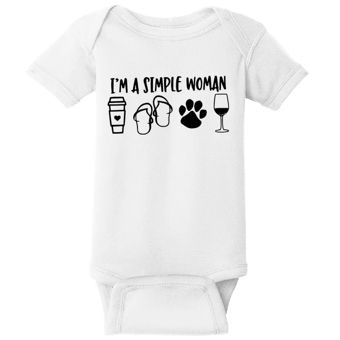 Im A Simple Woman Coffee Flip Flops Dog Wine Baby Bodysuit