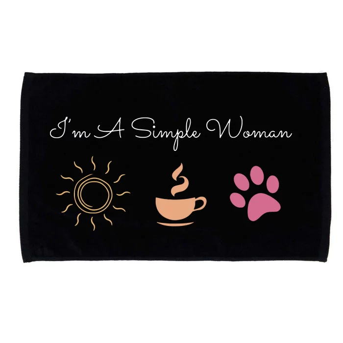 Im A Simple Woman I Love Coffee Sunshine Paw Dog Microfiber Hand Towel