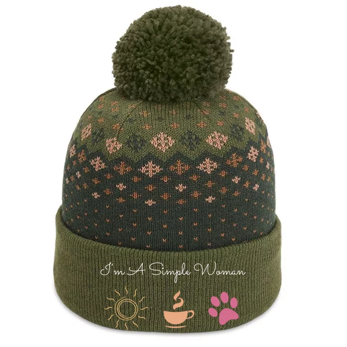 Im A Simple Woman I Love Coffee Sunshine Paw Dog The Baniff Cuffed Pom Beanie