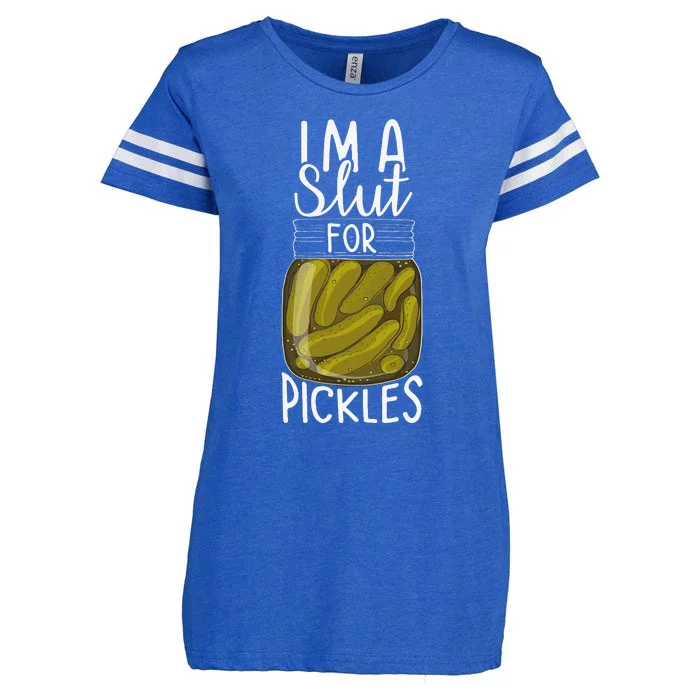 I'm A Slut For Pickles Funny Canned Pickle Addicts Enza Ladies Jersey Football T-Shirt