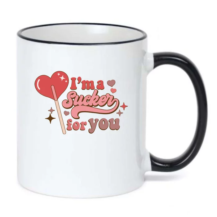 I’m A Sucker For You Funny Lollipop Valentine’s Day Gift Black Color Changing Mug