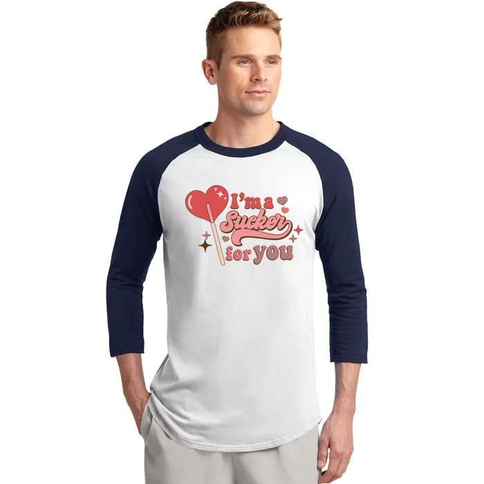 I’m A Sucker For You Funny Lollipop Valentine’s Day Gift Baseball Sleeve Shirt