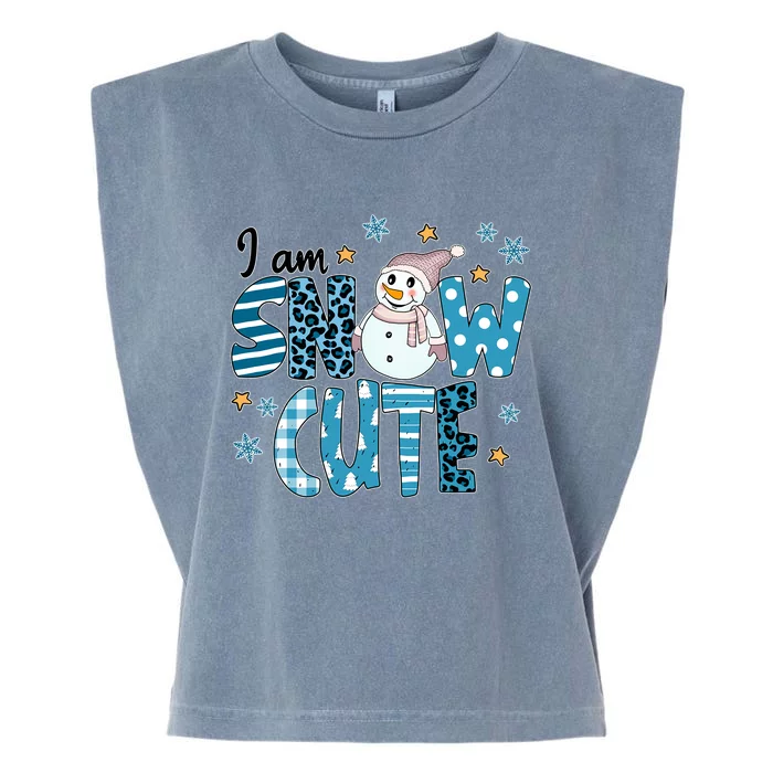 I Am Snow Cute Leopard Blue Winter Christmas Great Gift Garment-Dyed Women's Muscle Tee