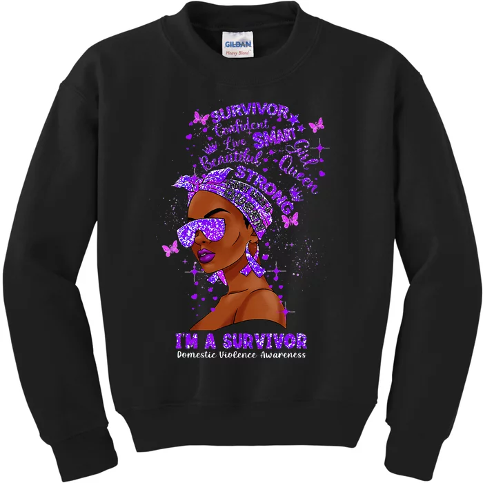 I'm A Survivor Domestic Violence Awareness Black Woman Kids Sweatshirt