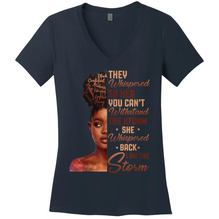 I Am The Storm Black History Month African Women's V-Neck T-Shirt