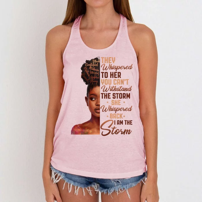 I Am The Storm Black History Month African Women's Knotted Racerback Tank