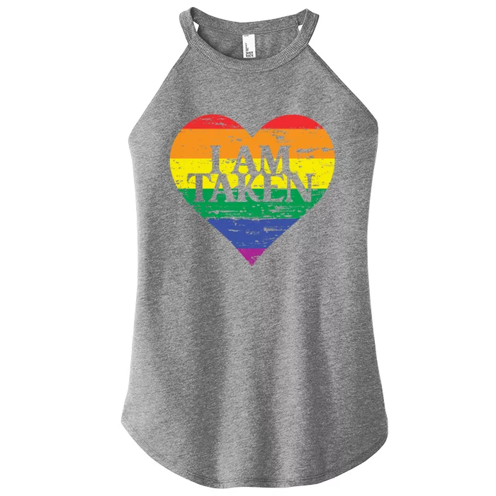 I Am Taken Lgbtq+ Flag Valentine´s Day Cute Lesbian Gift Women’s Perfect Tri Rocker Tank