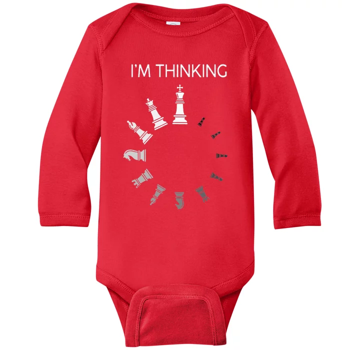 I Am Thinking Chess Pieces Im Thinking Chess Player Lover Baby Long Sleeve Bodysuit