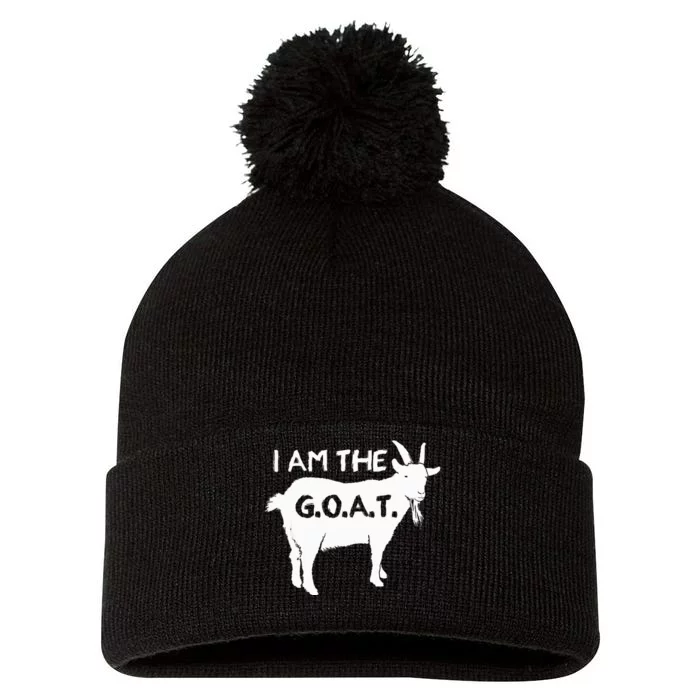 I Am The G.O.A.T. Greatest Of All Time Athletics Champion Pom Pom 12in Knit Beanie