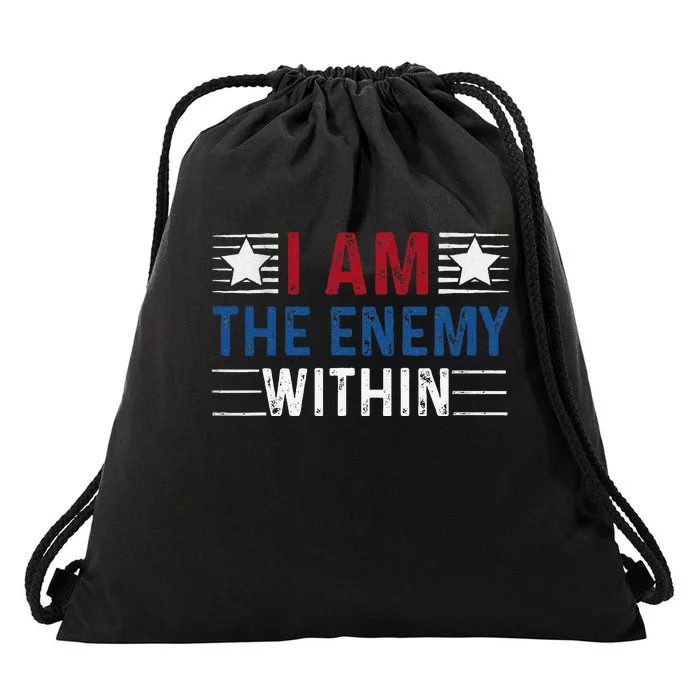 I Am The Enemy Within Drawstring Bag