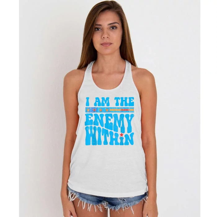 I Am The Enemy Within I Am The Enemy Within America Women's Knotted Racerback Tank