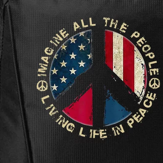 Imagine All The People Living Life In Peace Hippie Lover City Backpack