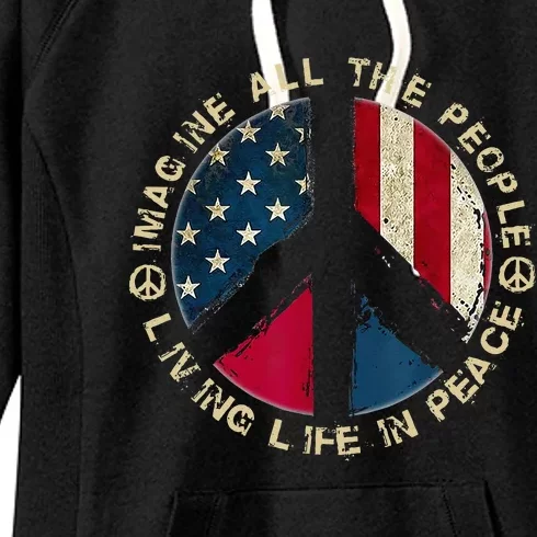 Imagine All The People Living Life In Peace Hippie Lover Women's Fleece Hoodie