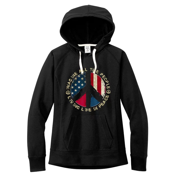 Imagine All The People Living Life In Peace Hippie Lover Women's Fleece Hoodie