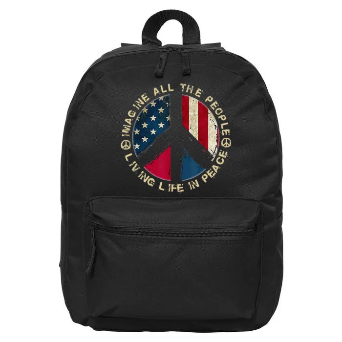 Imagine All The People Living Life In Peace Hippie Lover 16 in Basic Backpack