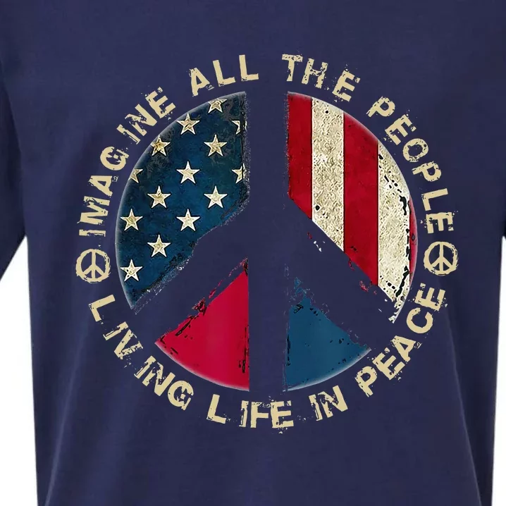 Imagine All The People Living Life In Peace Hippie Lover Sueded Cloud Jersey T-Shirt