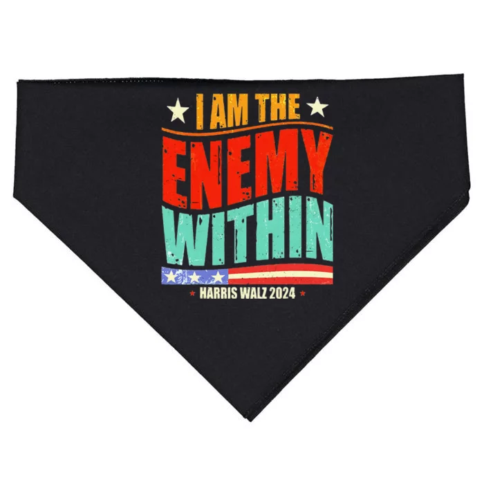 I Am The Enemy Within Harris Walz 2024 Merch USA-Made Doggie Bandana