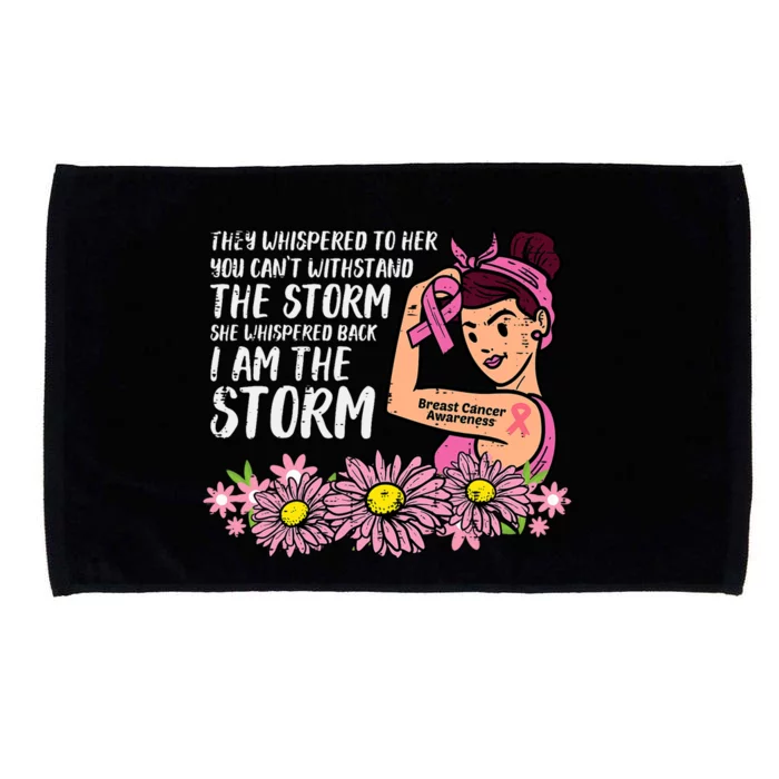 I Am The Storm Rosie Riveter Breast Cancer Awareness Microfiber Hand Towel