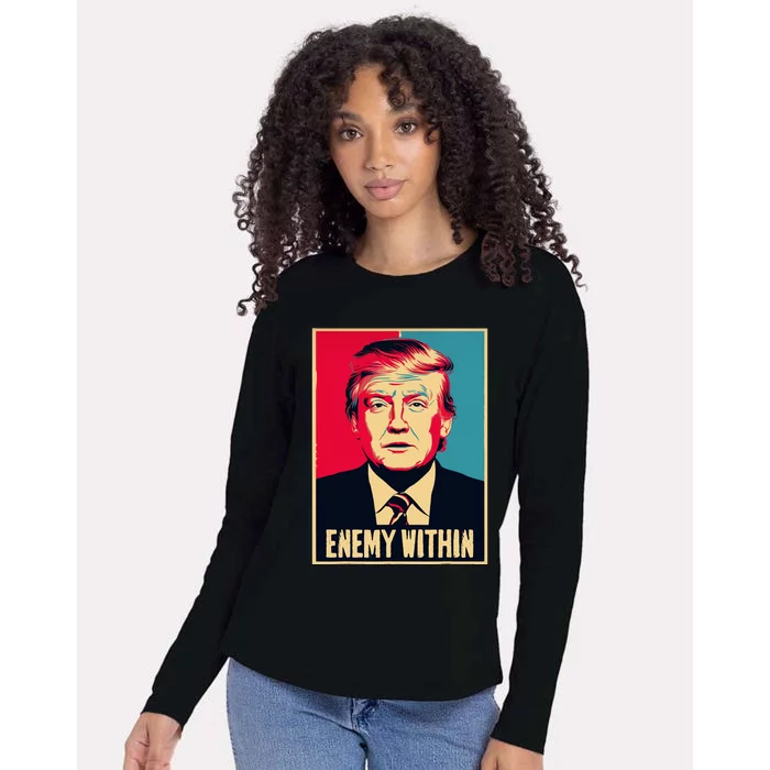 I Am The Enemy Within Pun Harris And Trump Womens Cotton Relaxed Long Sleeve T-Shirt