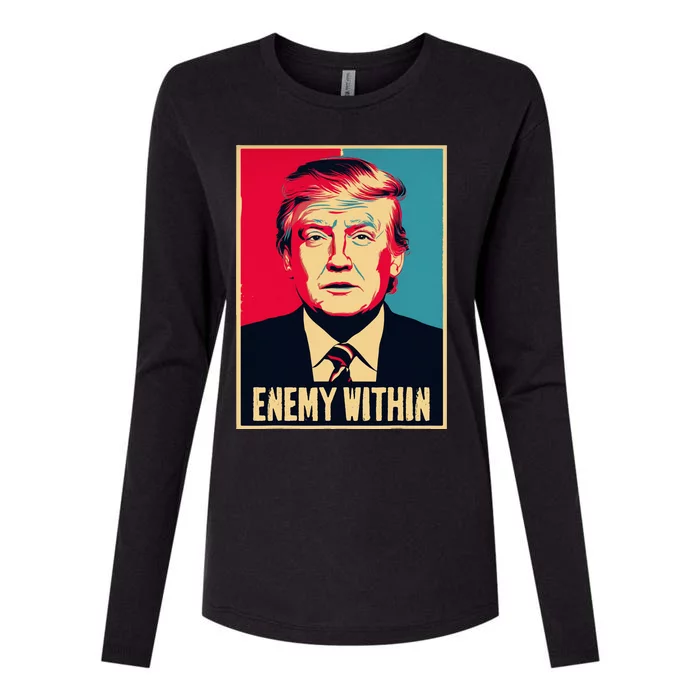 I Am The Enemy Within Pun Harris And Trump Womens Cotton Relaxed Long Sleeve T-Shirt