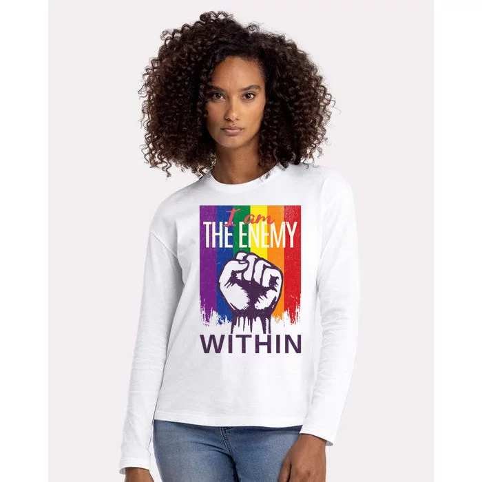 I Am The Enemy Within Lgbt Pride Gay Womens Cotton Relaxed Long Sleeve T-Shirt