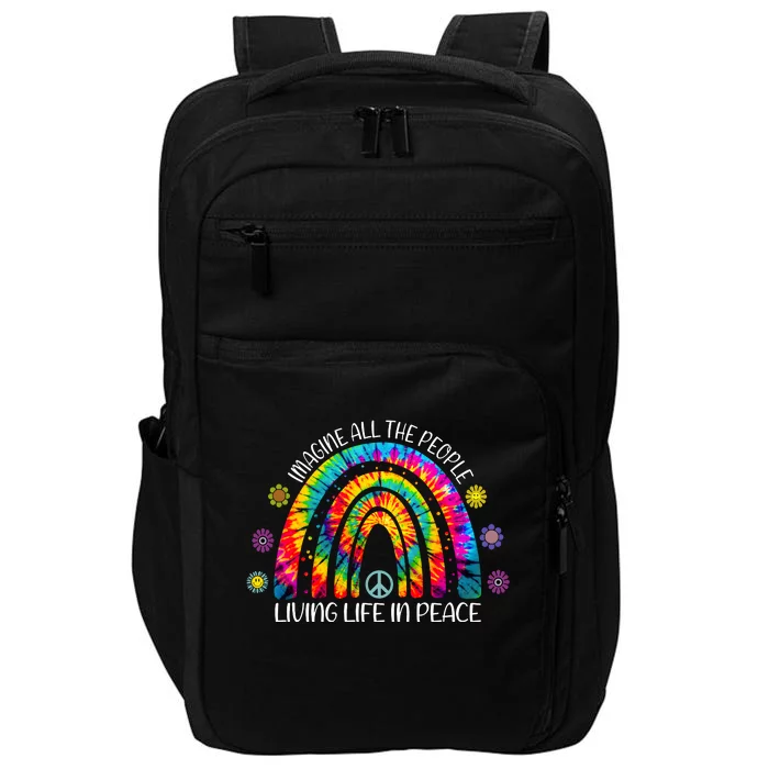 Imagine All The People Living Life In Peace Rainbow Impact Tech Backpack