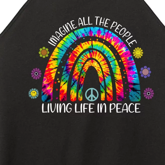 Imagine All The People Living Life In Peace Rainbow Women’s Perfect Tri Rocker Tank