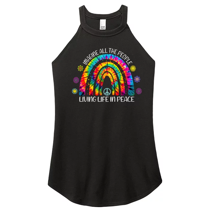 Imagine All The People Living Life In Peace Rainbow Women’s Perfect Tri Rocker Tank