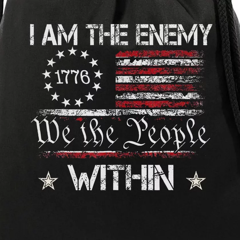 I Am The Enemy Within Harris Walz 2024 Drawstring Bag