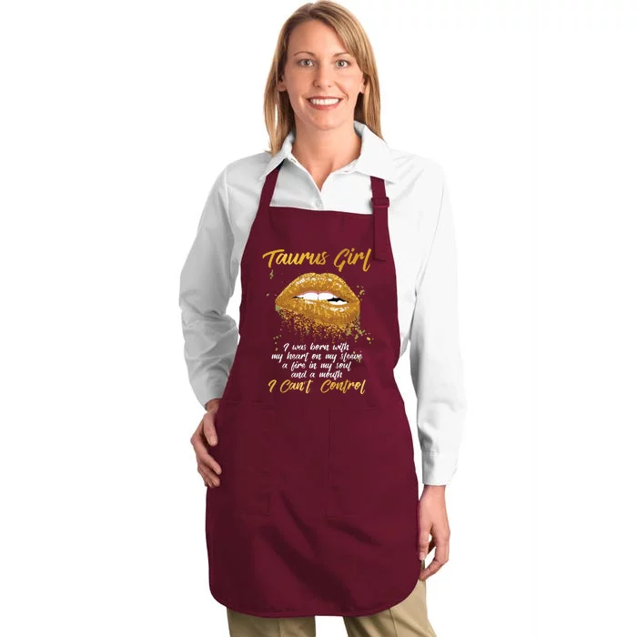 Im A Taurus Girl Funny Birthday For Women Full-Length Apron With Pocket