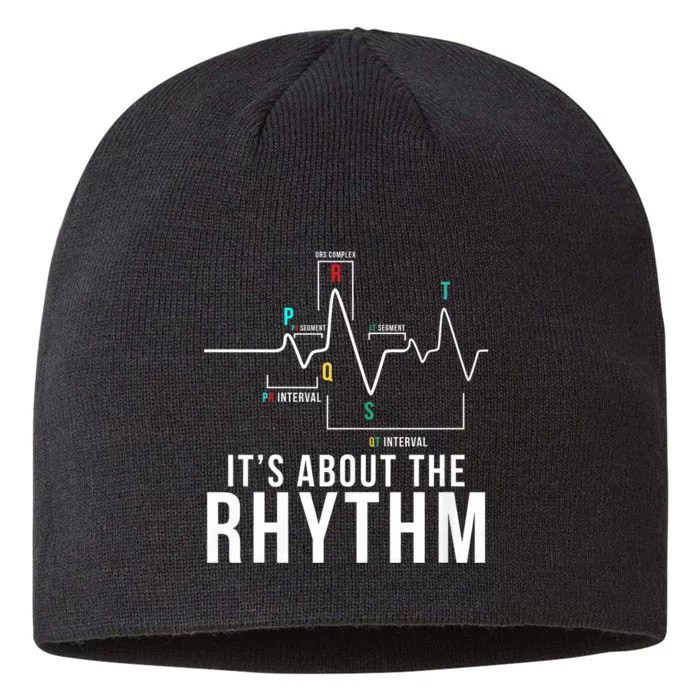 Its About The Rhythm Cardiology Nurse Gifts Heart Ekg 8 1/2in Sustainable Knit Beanie