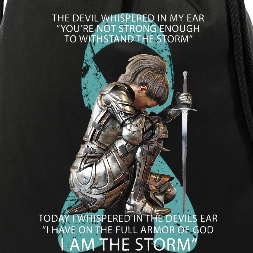 I Am The Storm Mom Sister Women Ovarian Cancer Awareness Drawstring Bag