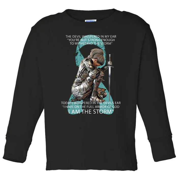 I Am The Storm Mom Sister Women Ovarian Cancer Awareness Toddler Long Sleeve Shirt