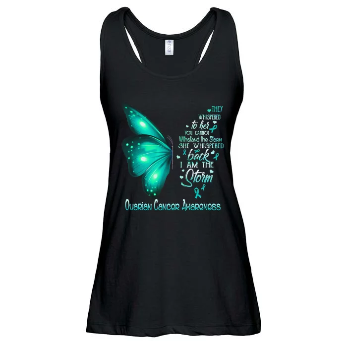 I Am The Storm Ovarian Cancer Awareness Butterfly Ladies Essential Flowy Tank