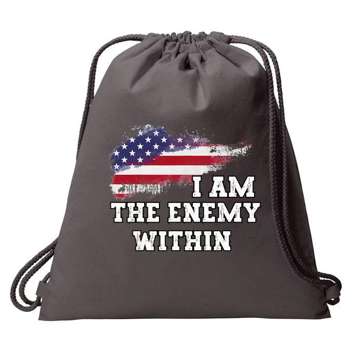 I Am The Enemy Within Drawstring Bag