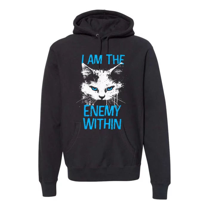 I Am The Enemy Within Kamala Harris 2024 Merch Usa Cat Face Vote Premium Hoodie