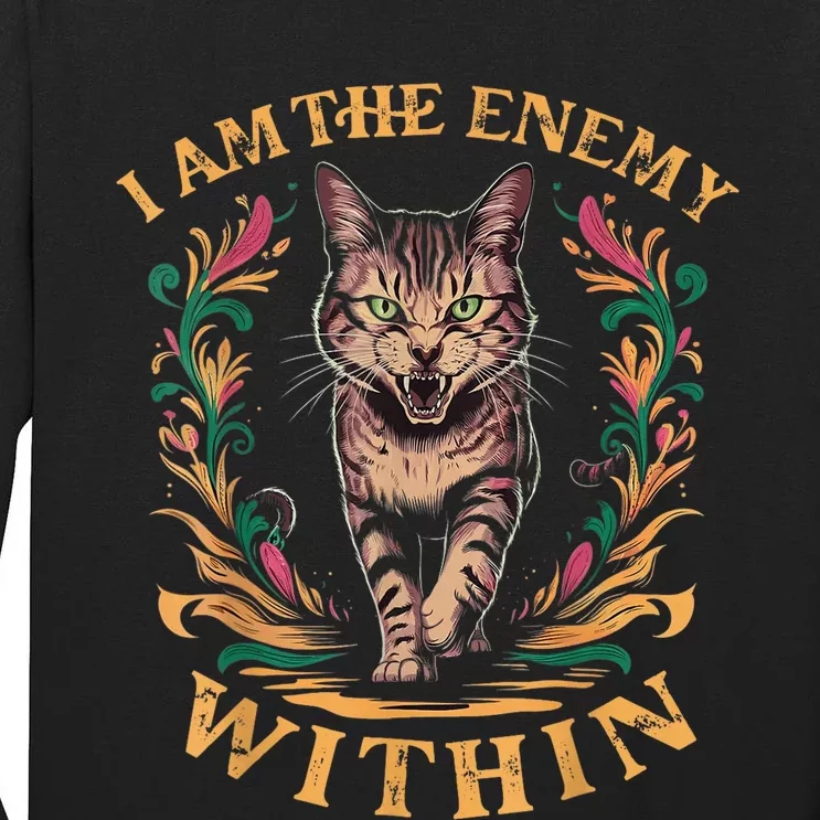 I Am The Enemy Within Angry Cat Usa Vote For Change President Tall Long Sleeve T-Shirt