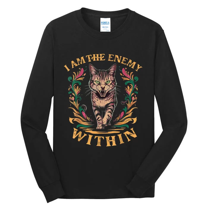 I Am The Enemy Within Angry Cat Usa Vote For Change President Tall Long Sleeve T-Shirt