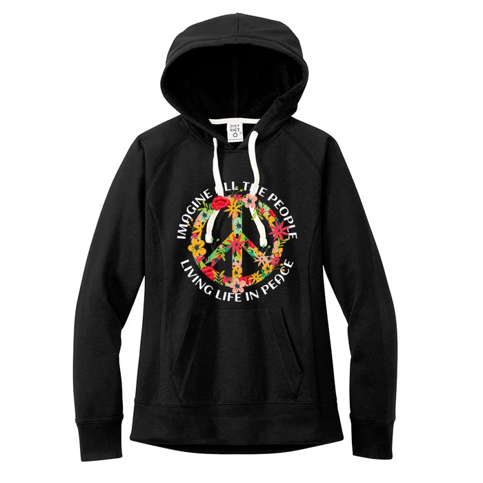 Imagine All The People Living Life In Peace Women's Fleece Hoodie