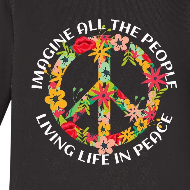 Imagine All The People Living Life In Peace Baby Long Sleeve Bodysuit