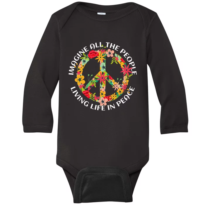 Imagine All The People Living Life In Peace Baby Long Sleeve Bodysuit