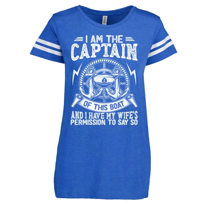 I Am The Captain Of This Boat Funny Boating Gift Enza Ladies Jersey Football T-Shirt