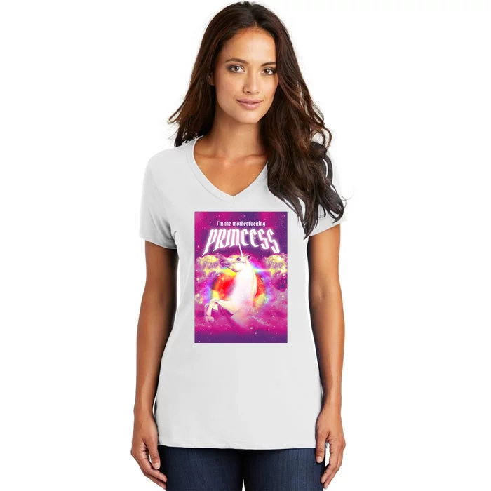 I Am The MotherFucking Princess Unicorn Women's V-Neck T-Shirt