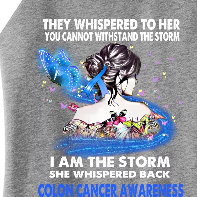 I Am The Storm Colon Cancer Awareness Gift Women’s Perfect Tri Rocker Tank